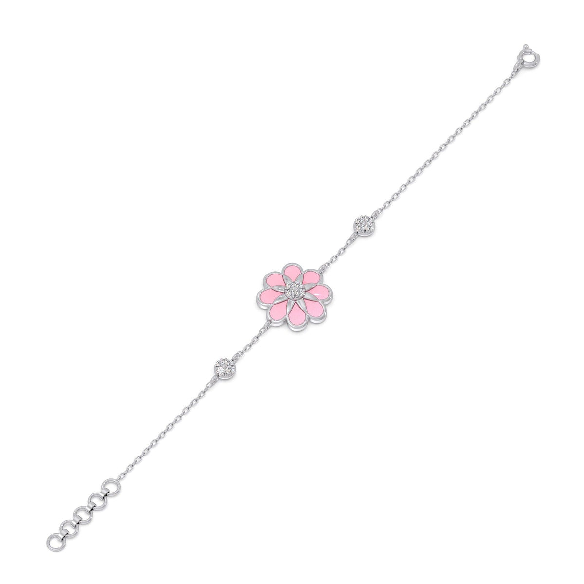 Pink Petal Bloom Diamond Kids Bracelet