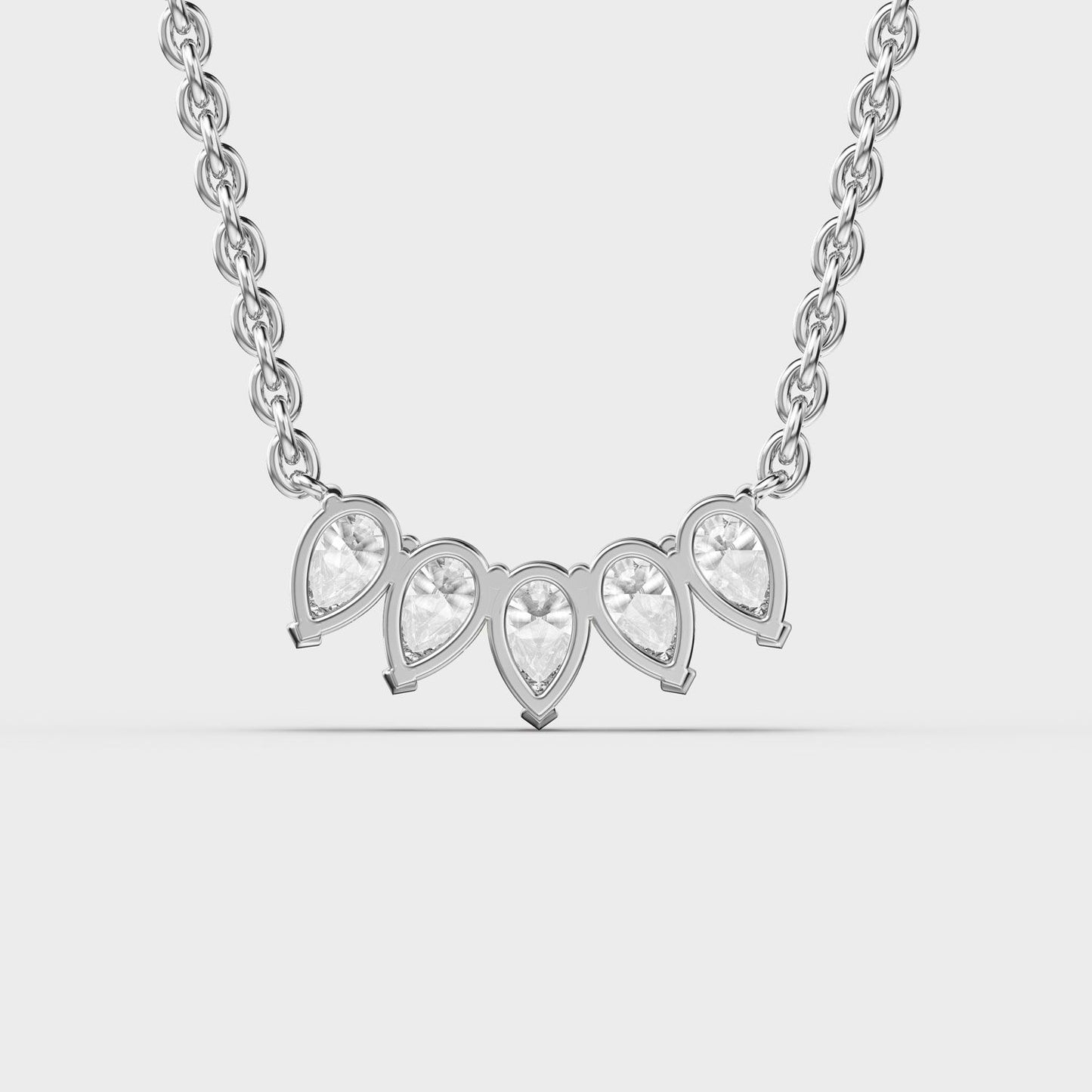 Inverted Tiara Pear Diamond Necklace