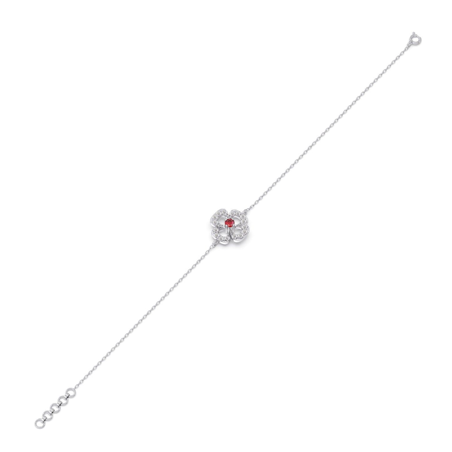Red Gemstone Diamond Chain Bracelet