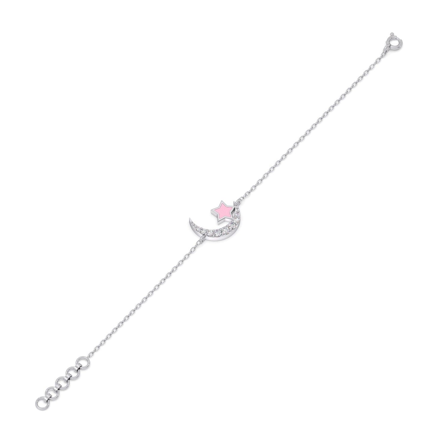 Pink Stardust Moon Diamond Kids Bracelet