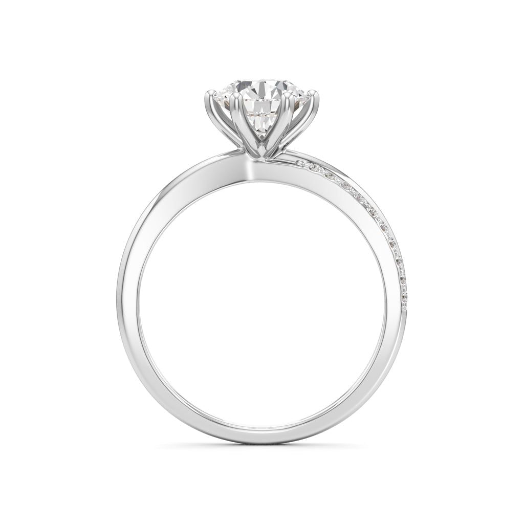 Round Solitaire Bypass Ring with Alina Accents