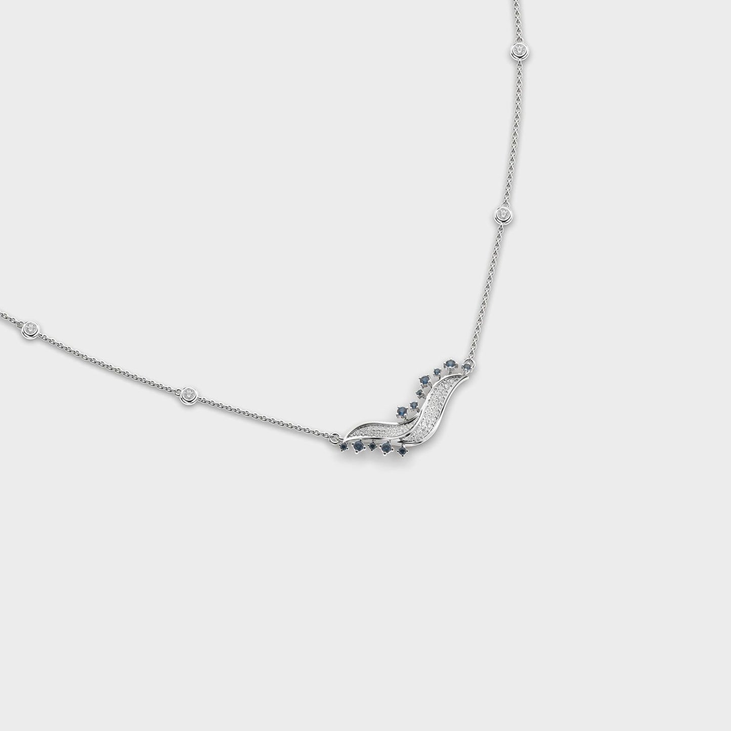 Blue Stone Wave Diamond Necklace