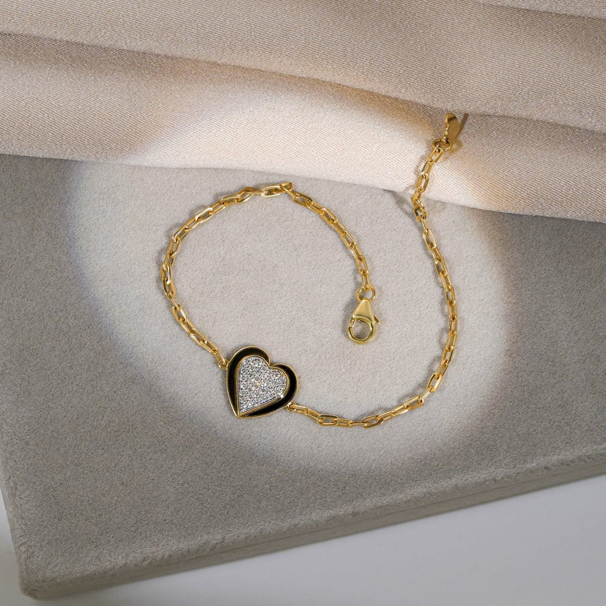 Ceramic Heart Diamond Chain Bracelet