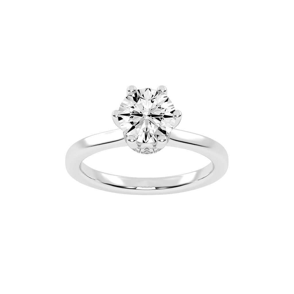 Soliterna Six Prong Round Solitaire Lab Diamond Ring