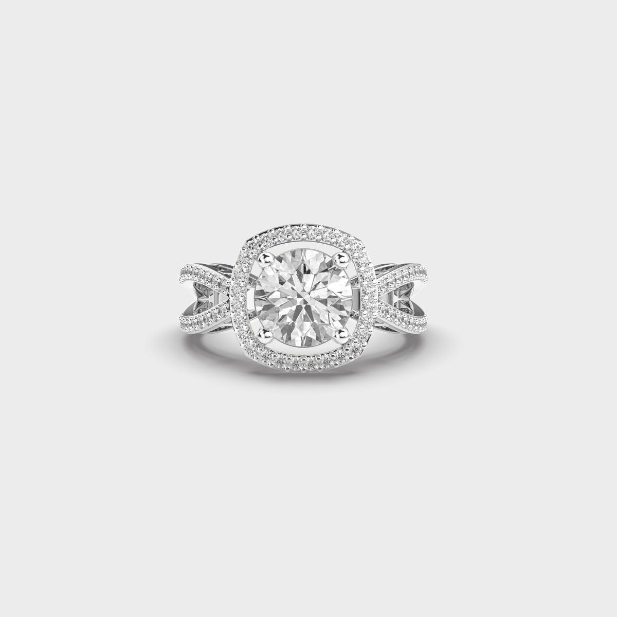Brilliant Cut Diamond Halo Band Ring - View 45