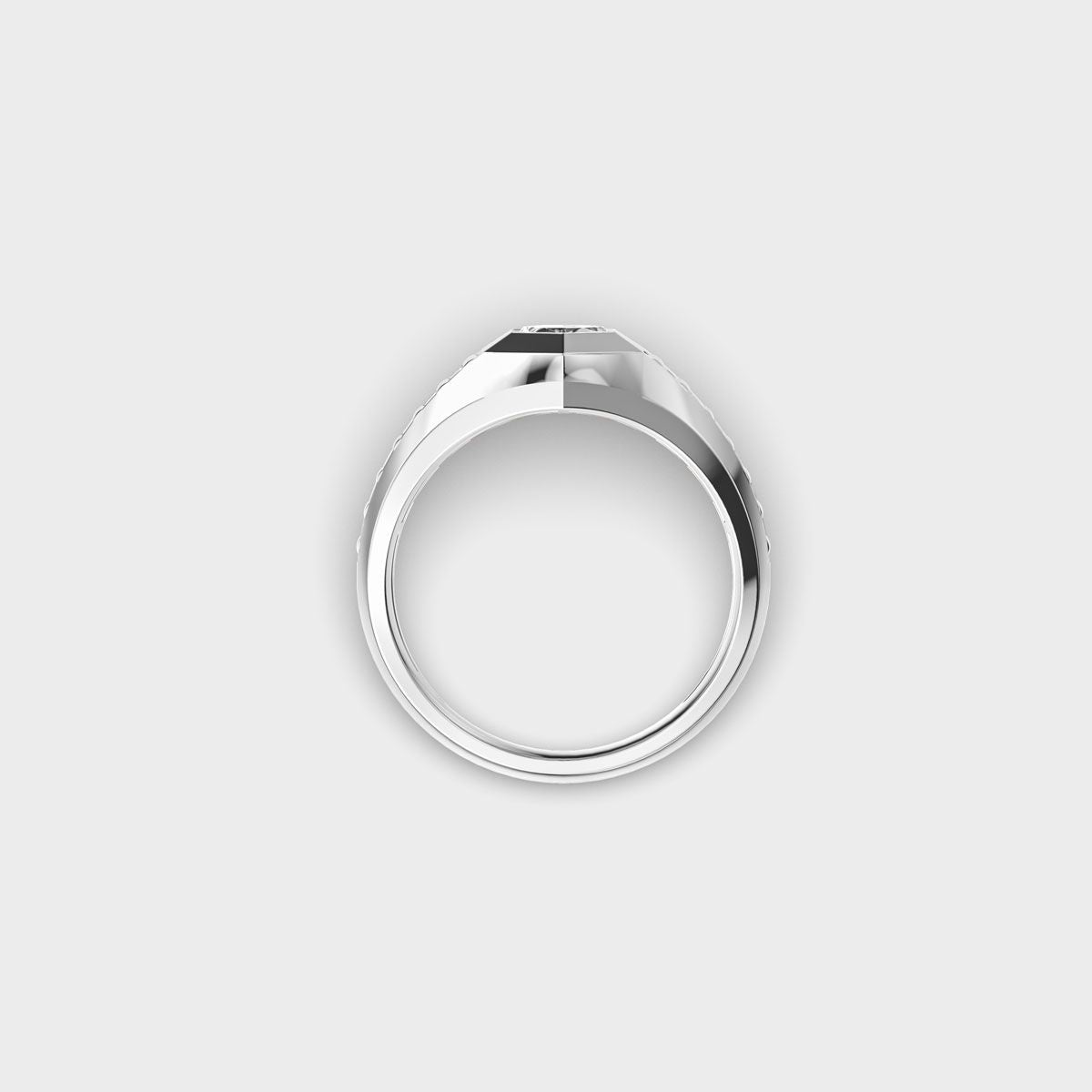 Hexagon Signet Diamond Ring For Men - View 9