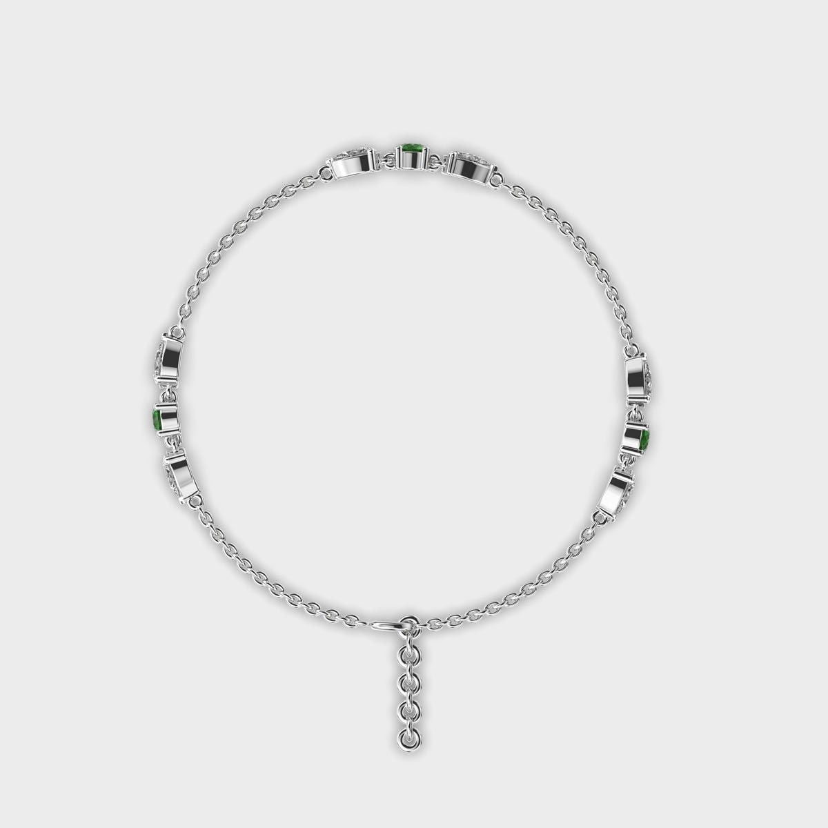 Minimal Green Stone Adele Diamond Bracelet