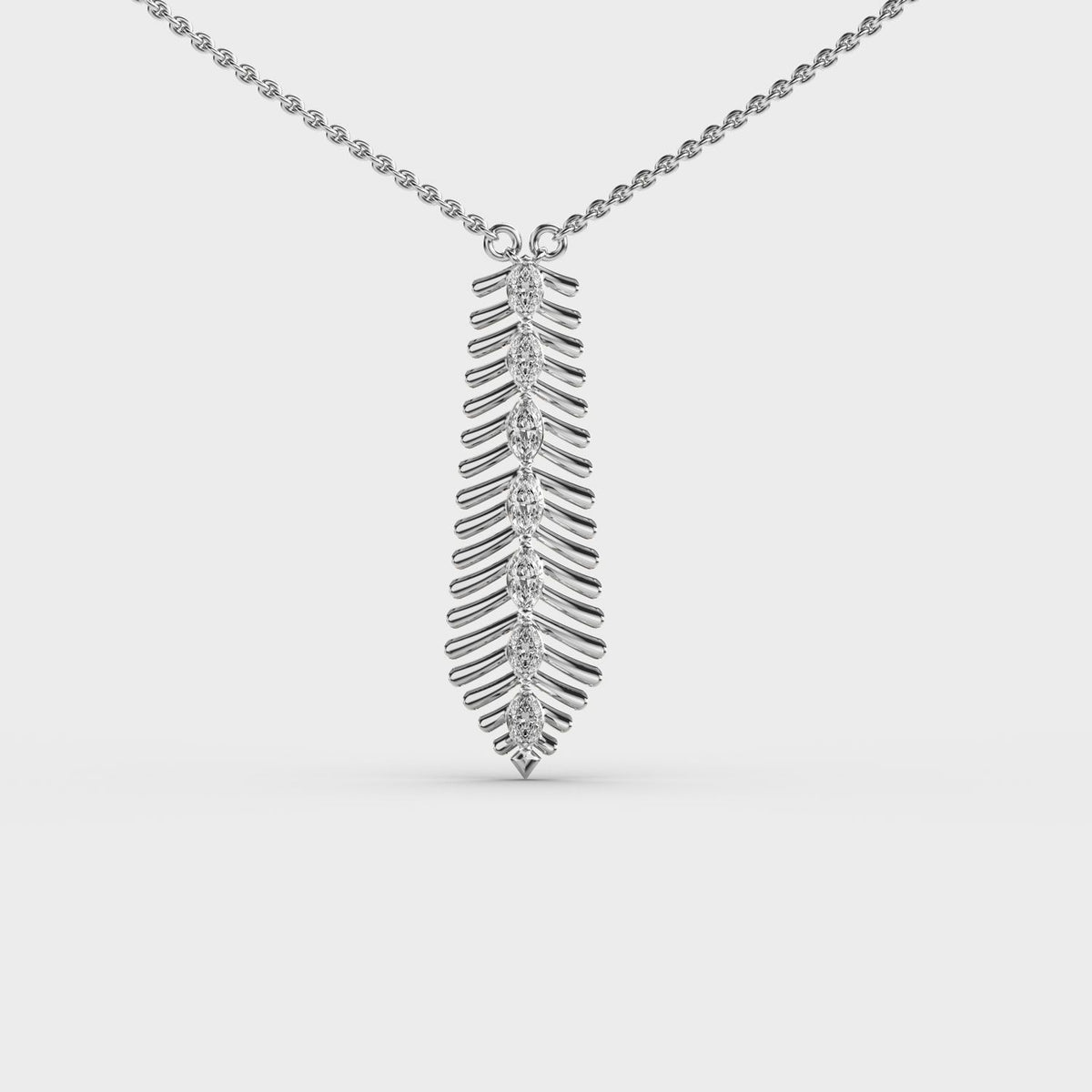 Elongated Fern Diamond Necklace