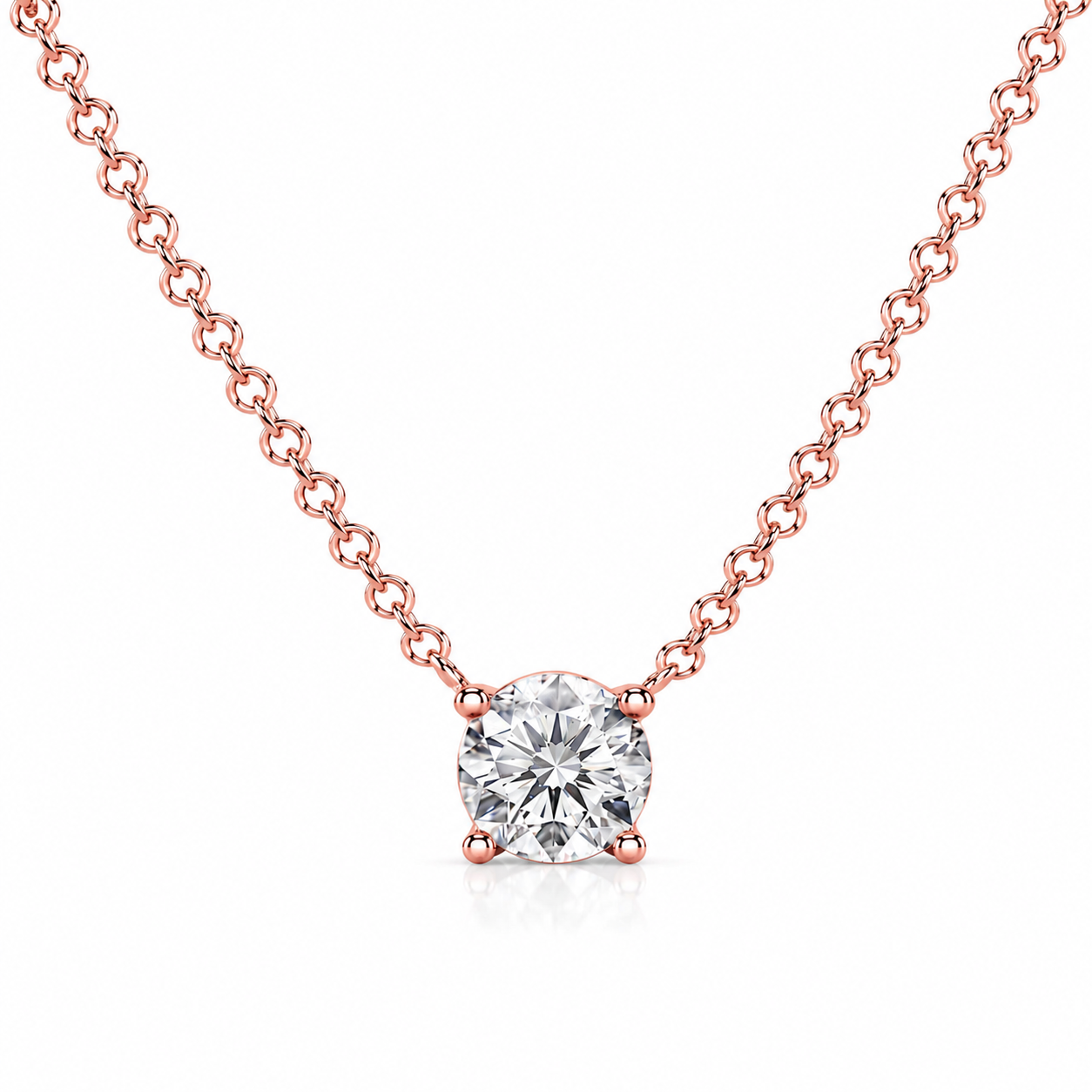 1ct Round Diamond Solitaire Necklace