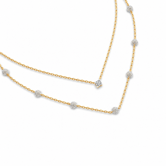 Double Chain Layered Diamond Necklace