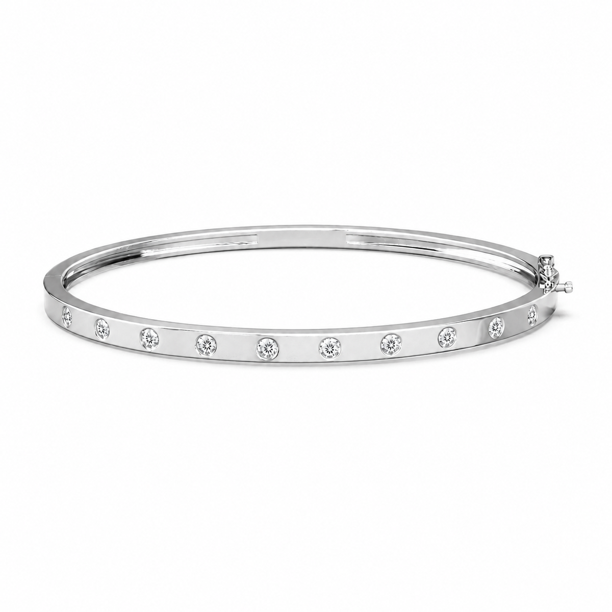 Flush Set Lab Diamond Openable Bangle Bracelet