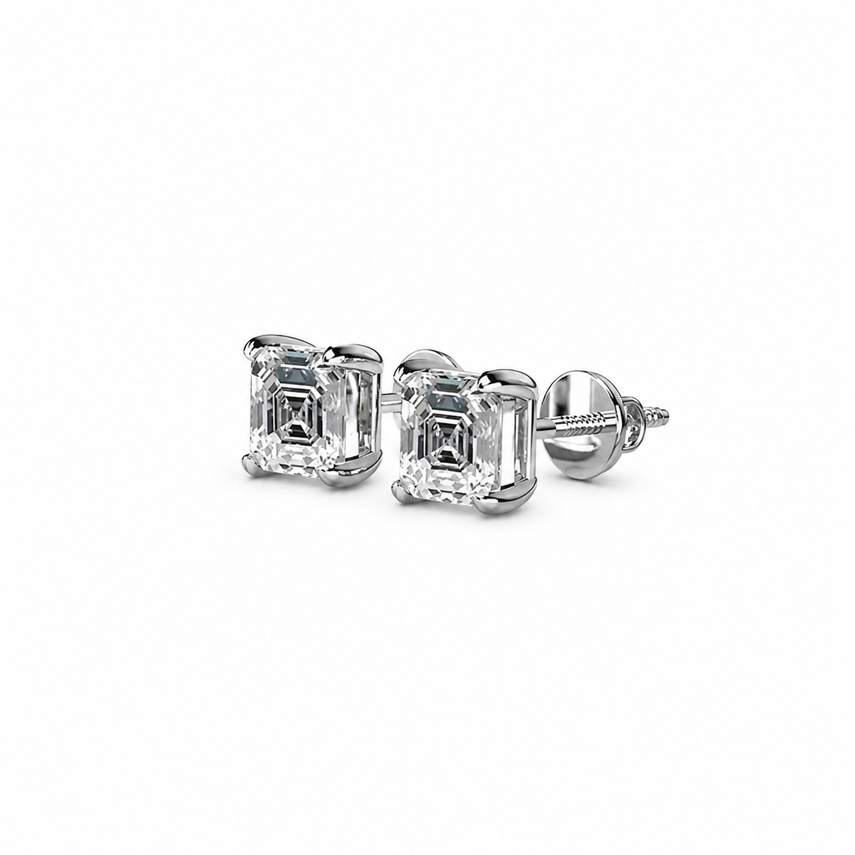 Asscher Cut Diamond Stud Earrings