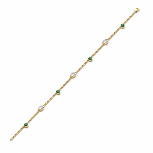 Minimal Artemis Green Dot Stone Diamond Bracelet