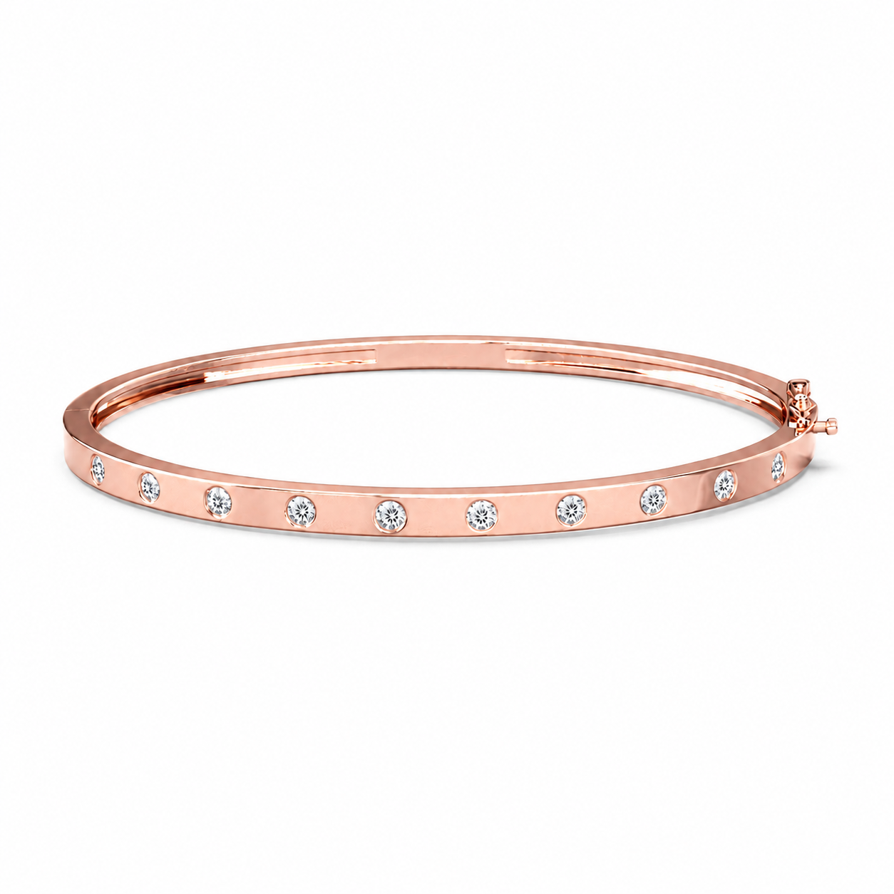 Flush Set Lab Diamond Openable Bangle Bracelet