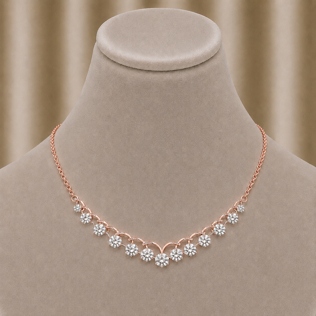 Floral Cascade Diamond V Necklace (With Chain)