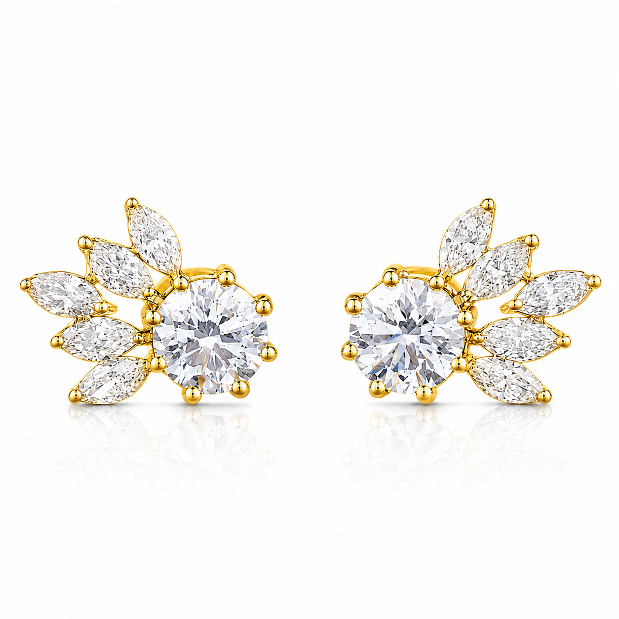 Flower Diamond Stud Earrings