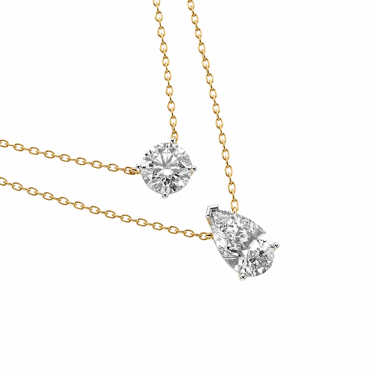 Elegant Double Chain Diamond Pendant
