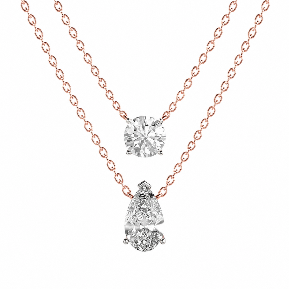Elegant Double Chain Diamond Pendant