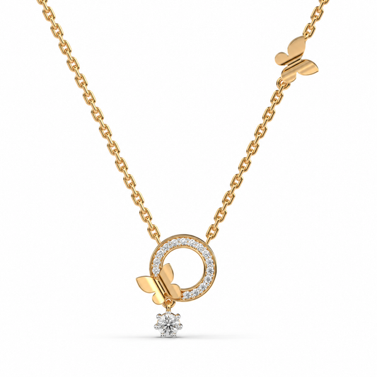 Butterfly Halo Necklace with Chain