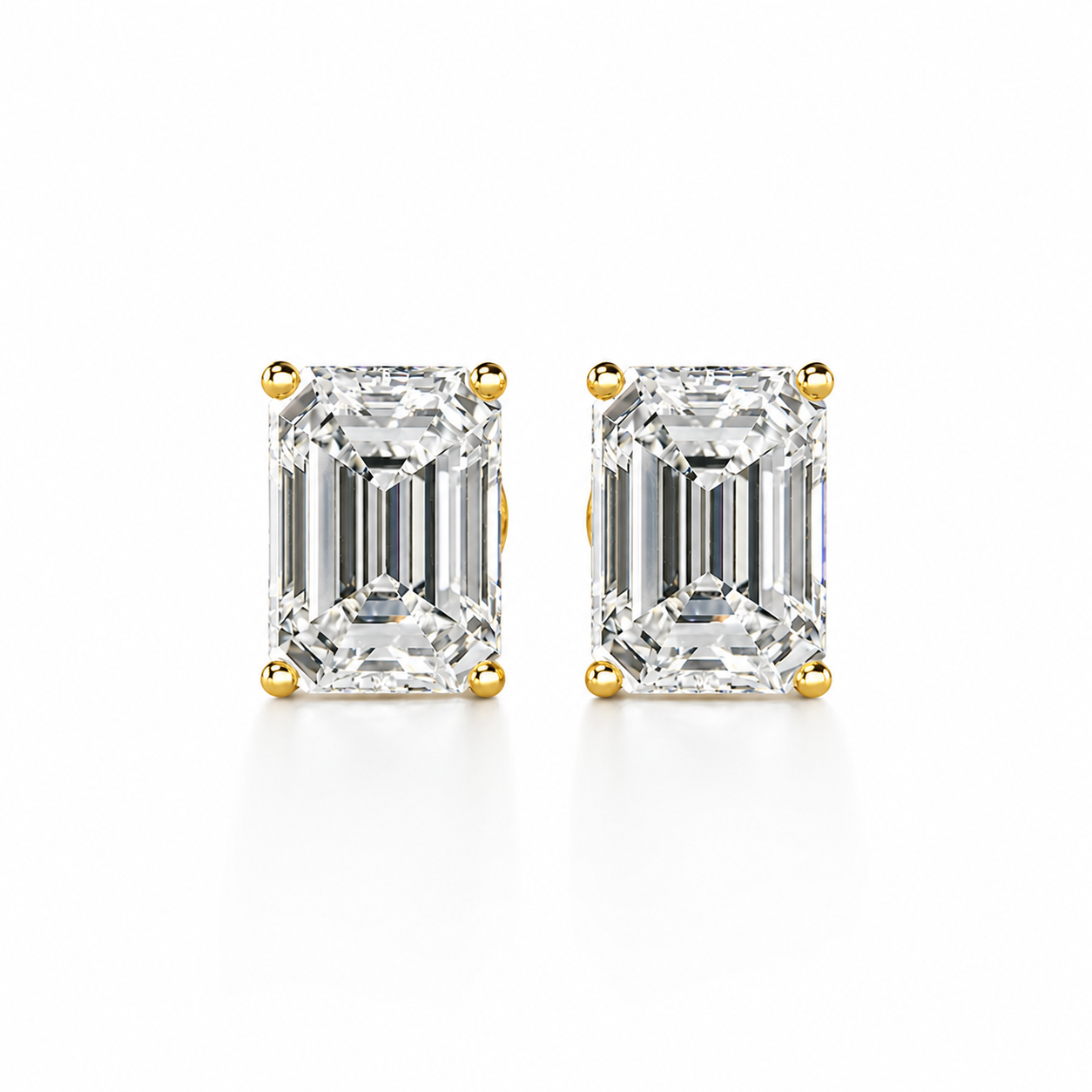 Emerald Solitaire Hidden Halo Earring