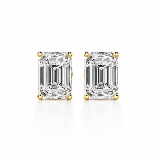 Emerald Solitaire Hidden Halo Earring
