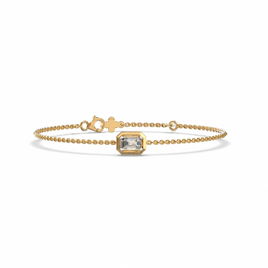 Minimal Everyday Emerald Diamond Bracelet