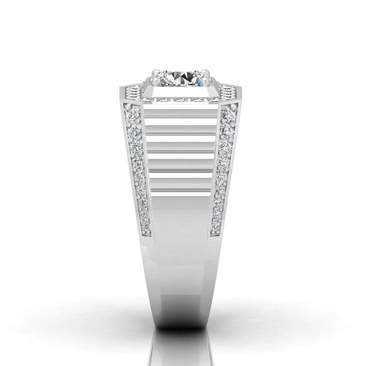 1.50Ct Round Diamond Mens Solitaire Hip Hop Ring