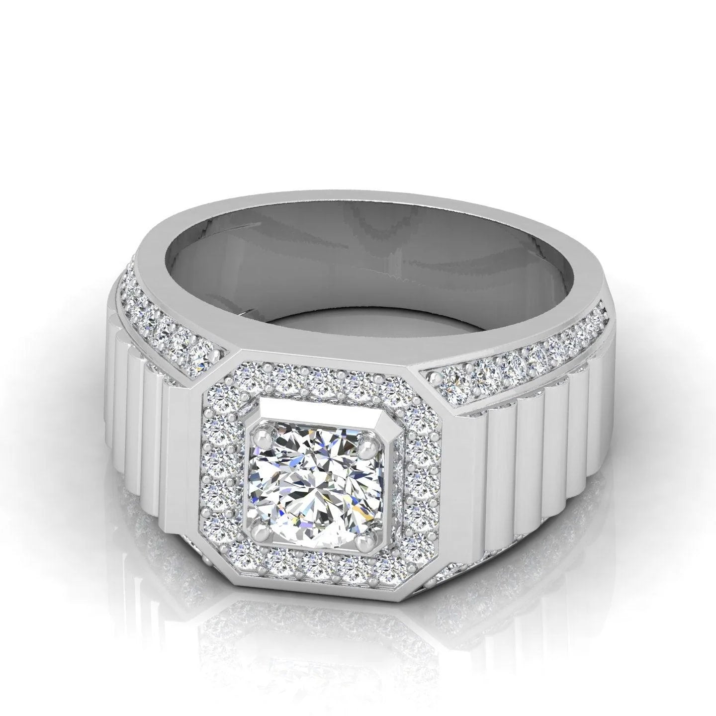 1.50Ct Round Diamond Mens Solitaire Hip Hop Ring