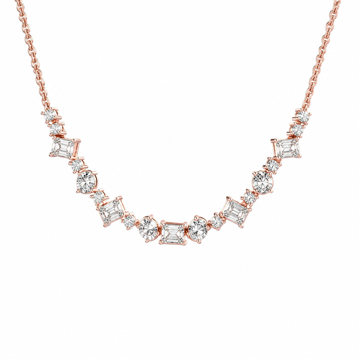 Clustered Baguette Diamond String Necklace