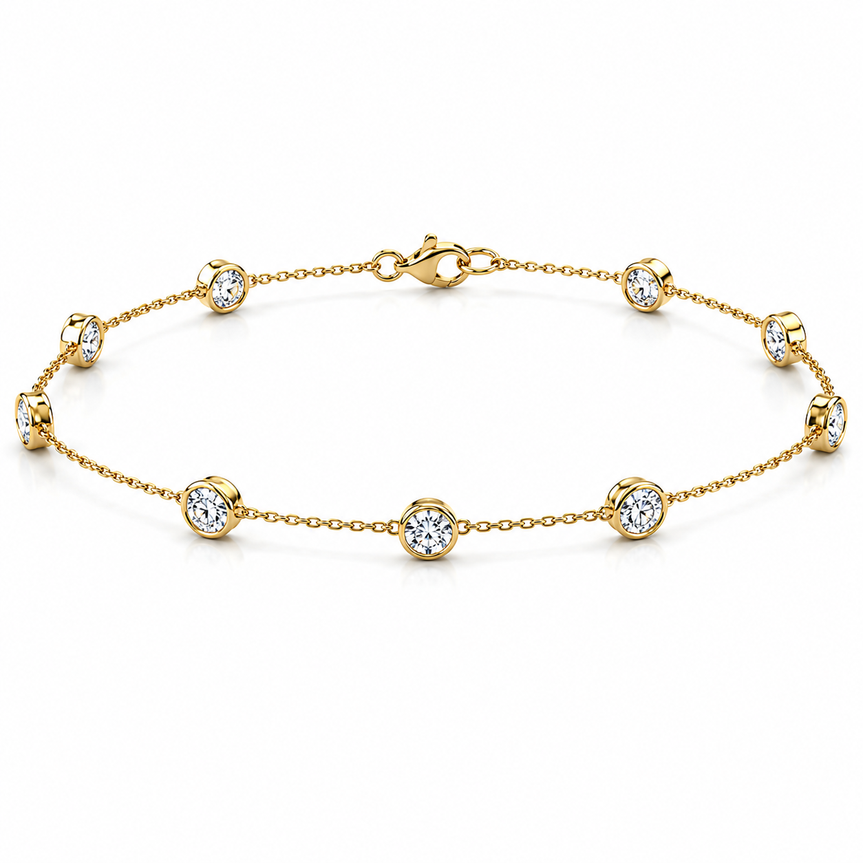Round Diamond Bezel Station Bracelet