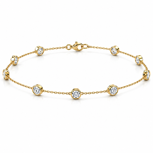 Round Diamond Bezel Station Bracelet