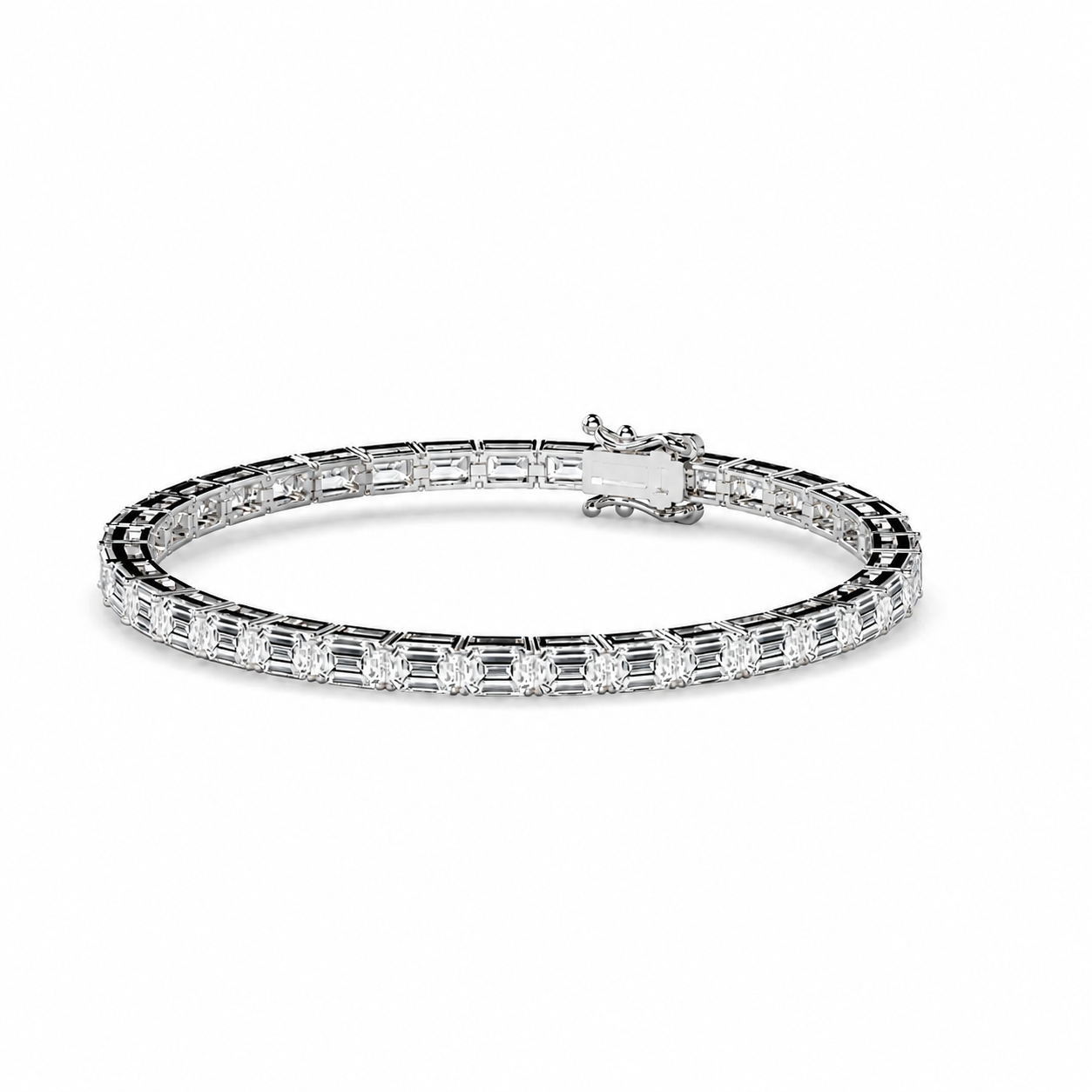 Emerald cut lab Diamond Tennis Bracelet