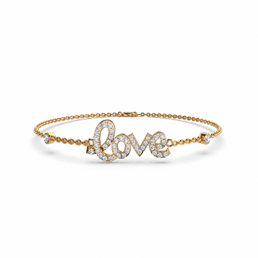 Dear Love Chain Bracelet with Diamonds