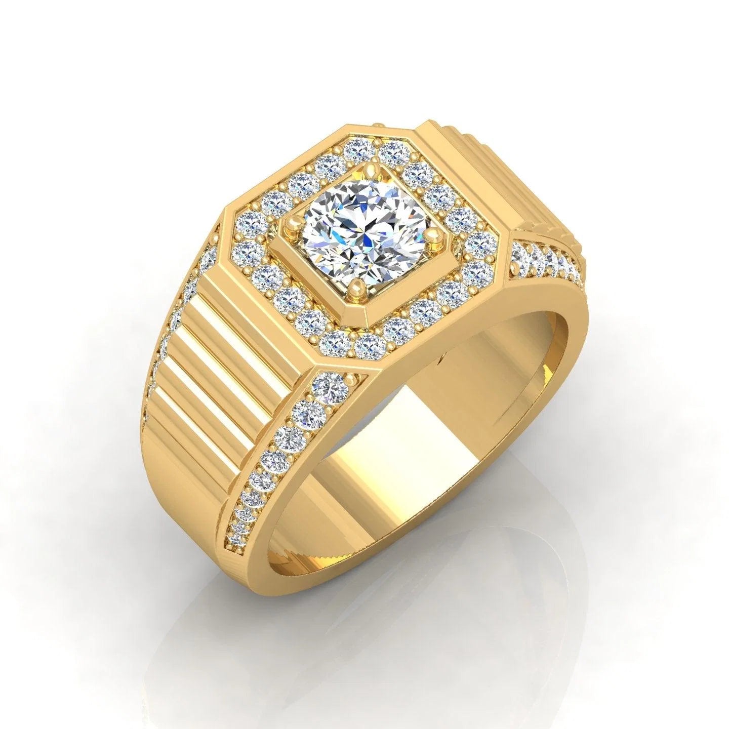 1.50Ct Round Diamond Mens Solitaire Hip Hop Ring