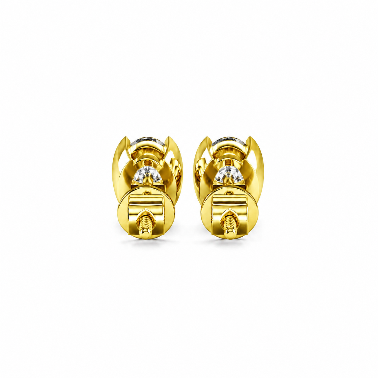 Oval Cut Diamond Stud Earrings with Half Bezel Setting