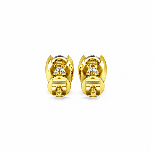Oval Cut Diamond Stud Earrings with Half Bezel Setting