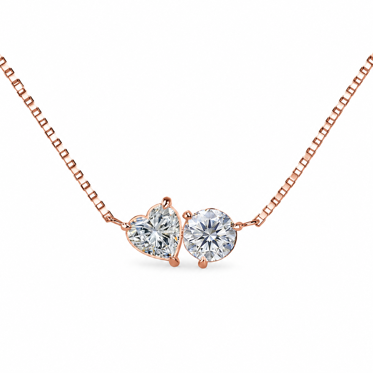 Toi Et Moi Heart and Round Necklace