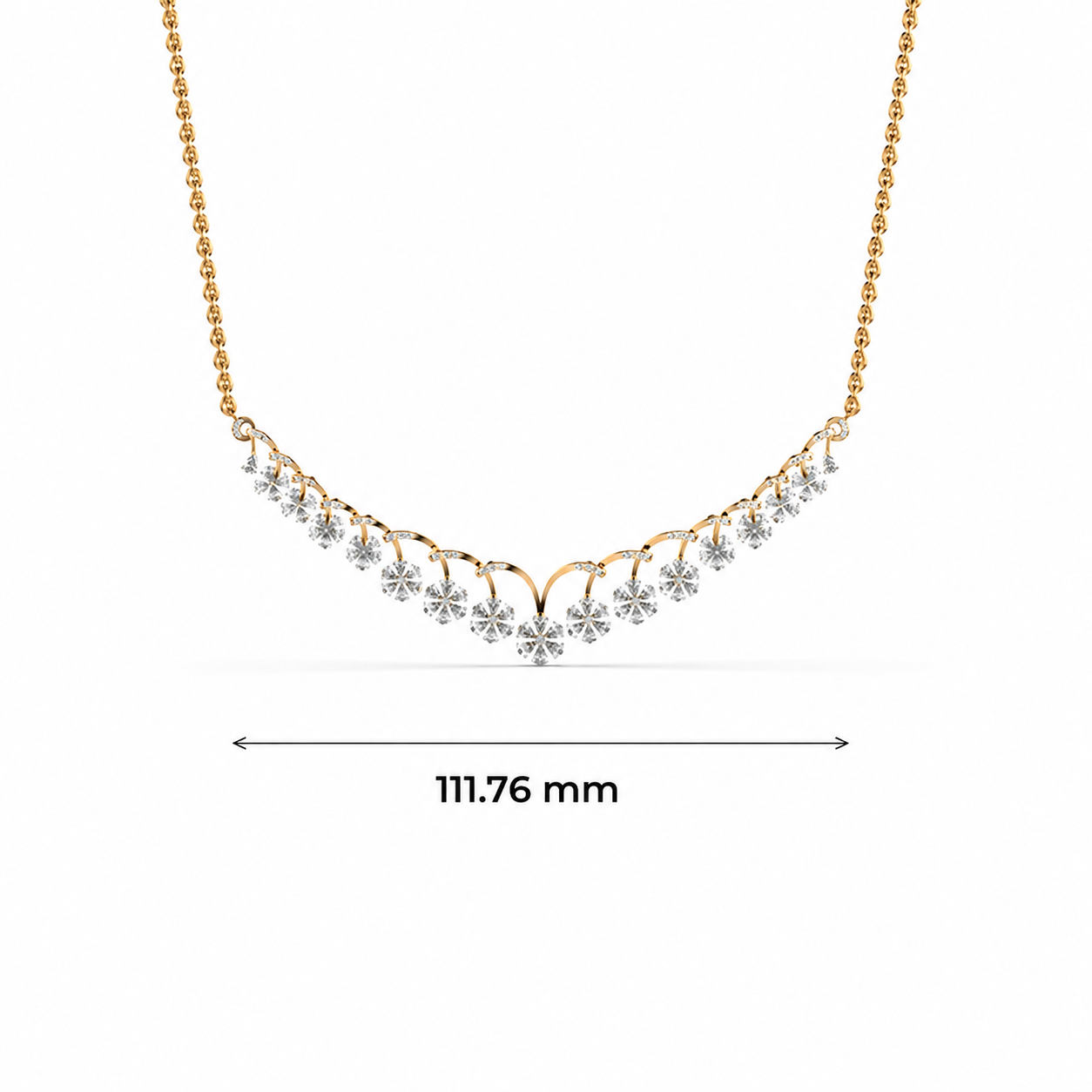 Floral Cascade Diamond V Necklace (With Chain)