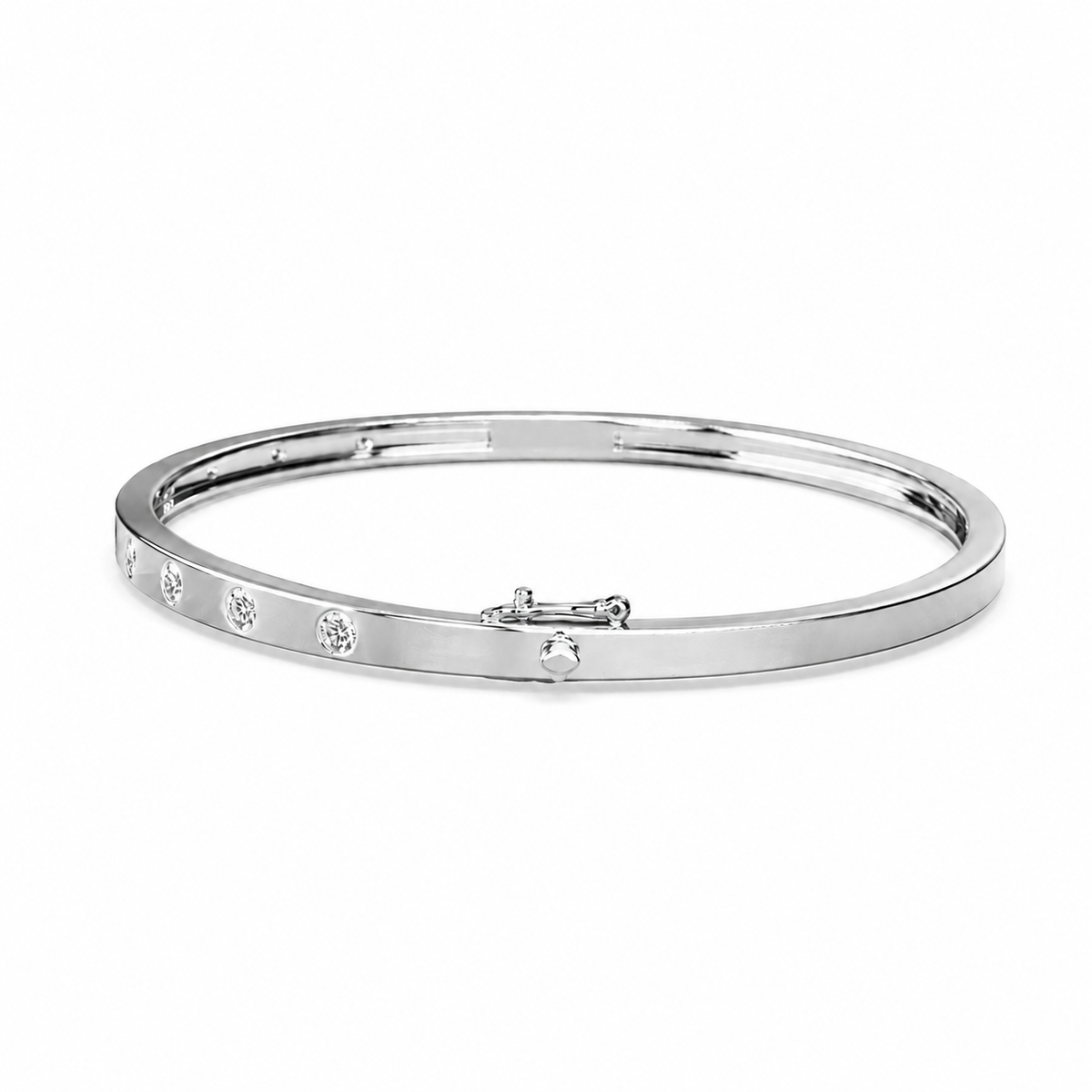 Flush Set Lab Diamond Openable Bangle Bracelet