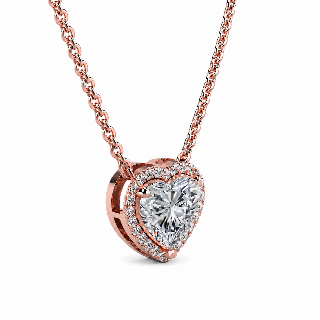 Heart Diamond Halo Pendant