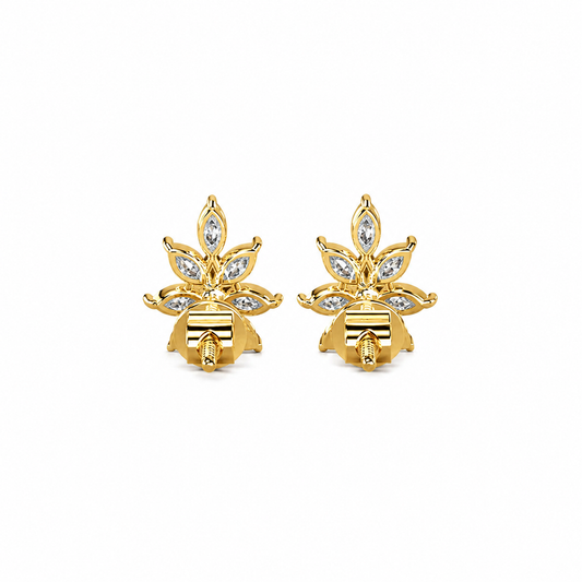 Marquise Diamond Flower Stud Earrings