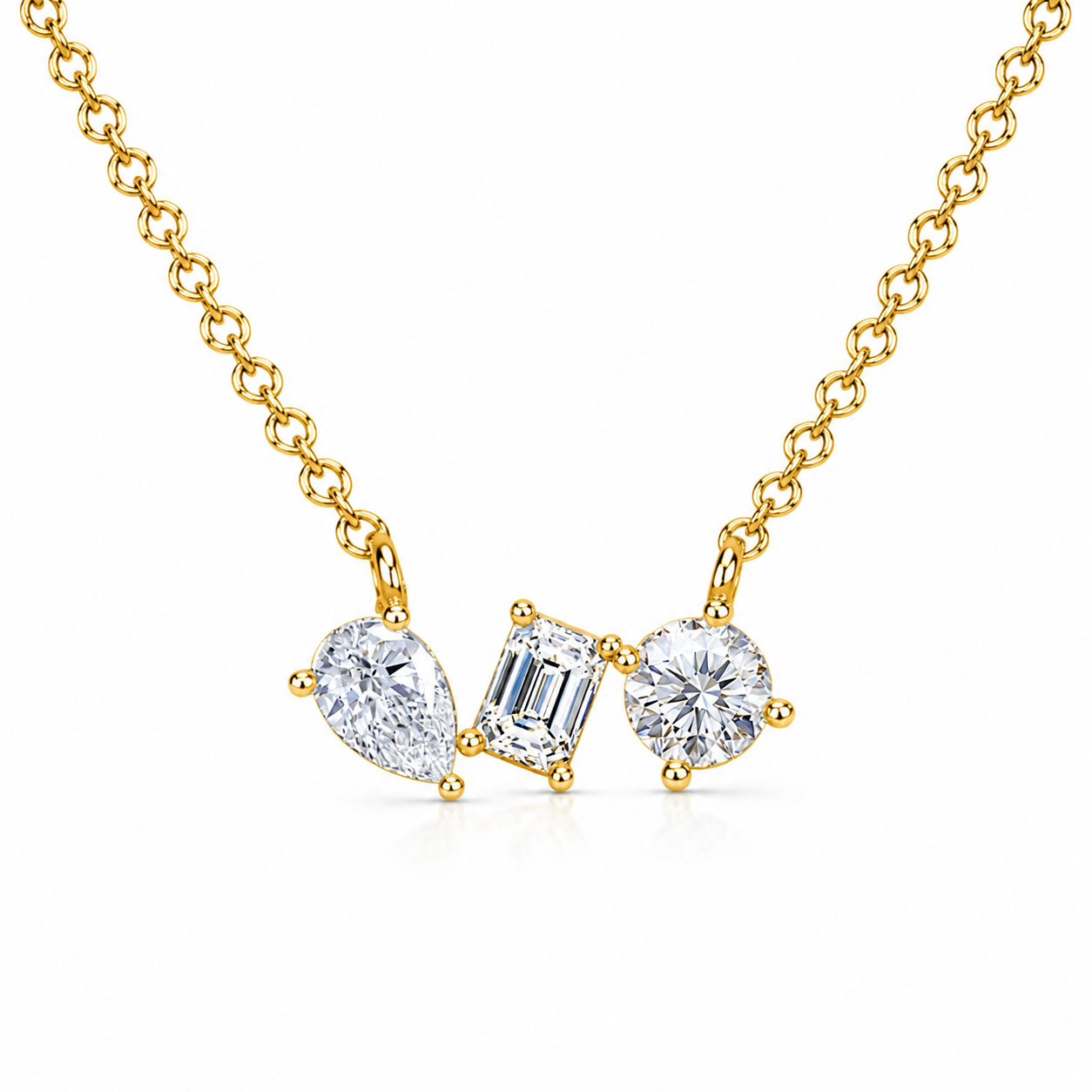 Three Stone Diamond Necklace