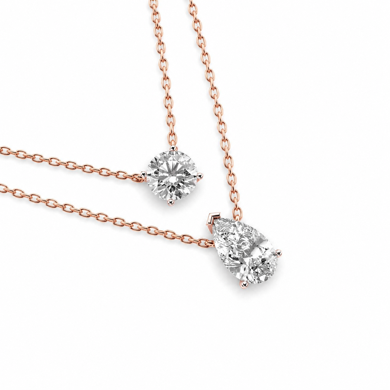 Elegant Double Chain Diamond Pendant