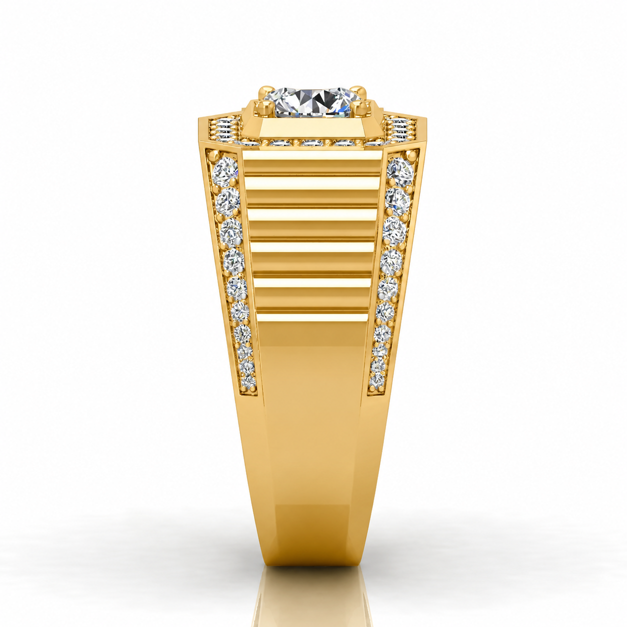 1.50Ct Round Diamond Mens Solitaire Hip Hop Ring