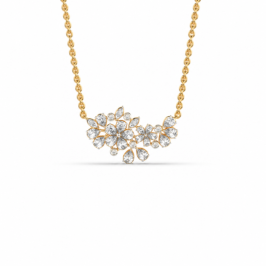 Wild Bloom Diamond Cluster Necklace (With Chain)