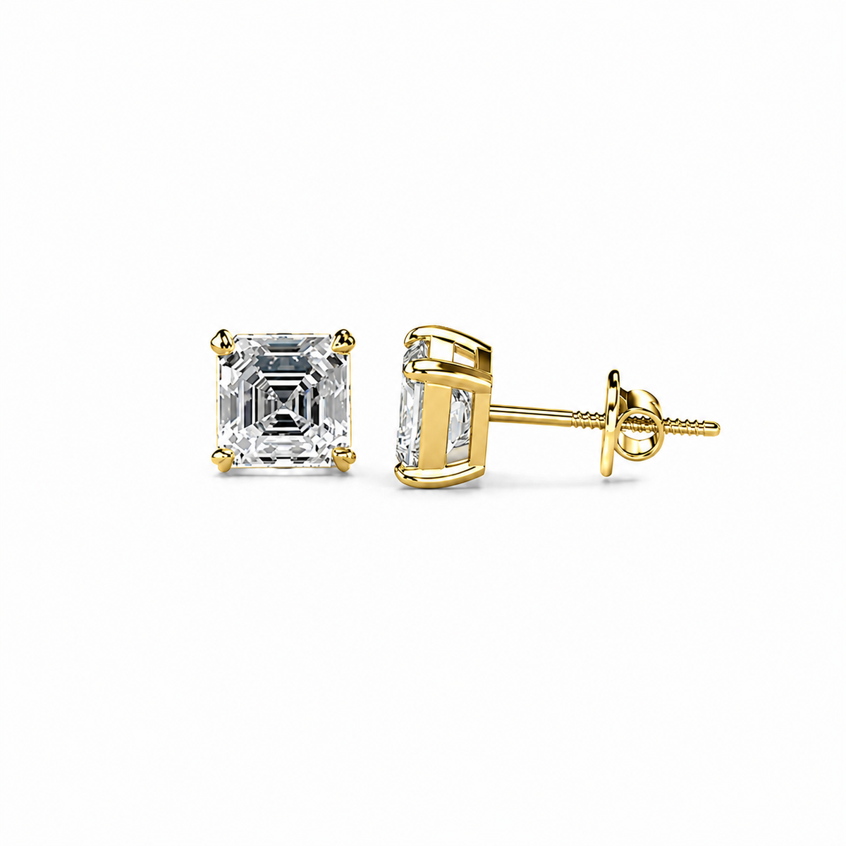 Asscher Cut Diamond Stud Earrings