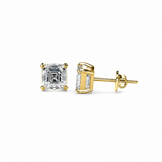 Asscher Cut Diamond Stud Earrings