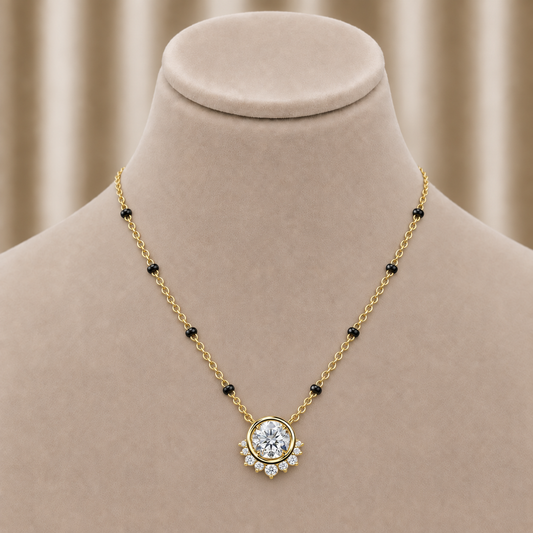 Round Shape Diamond Half Halo Necklace