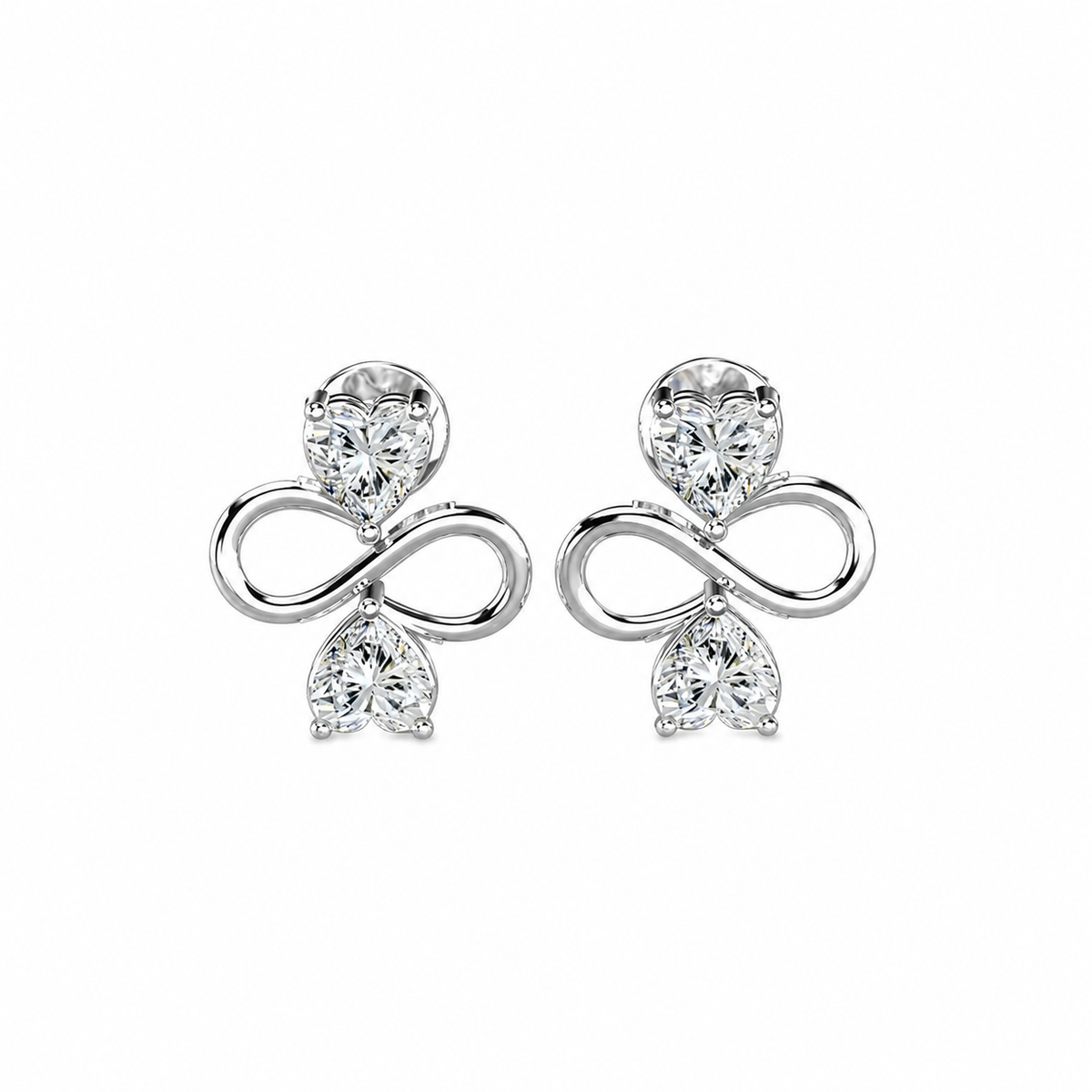 Heart Shape Diamond Infinity Studs