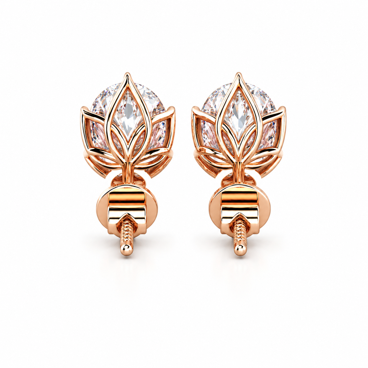 Lotus Radiance with Oval Solitaire Stud